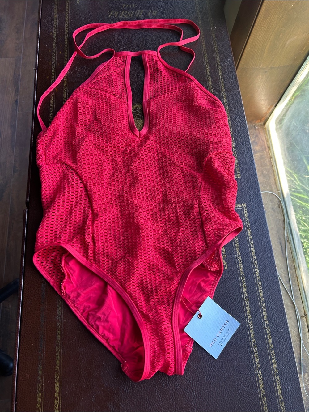 Red Carter Bright Red Textured Halter One-Piece Swimsuit